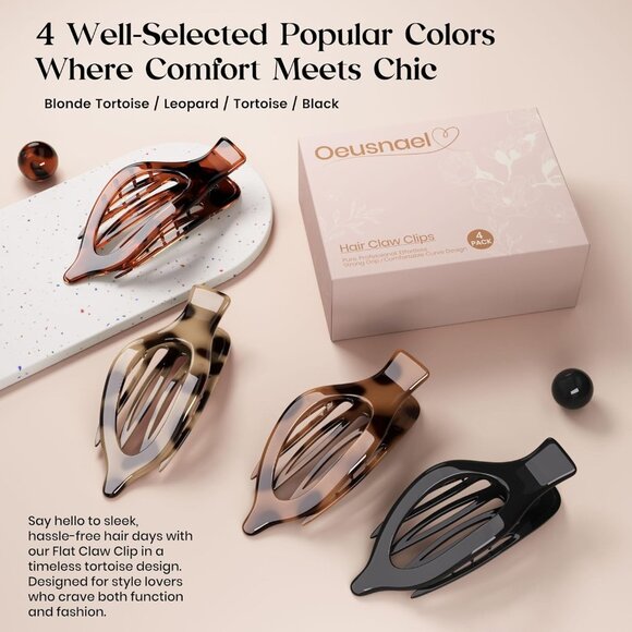 Elegant 4 PCS Lay Flat Hair Clips - Non-Slip Strong Hold for Thick & Thin Hair - Picture 6 of 7